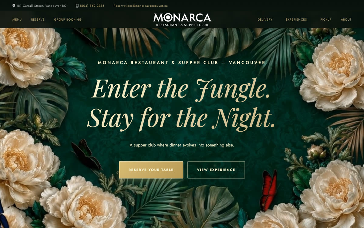 Monarca website homepage